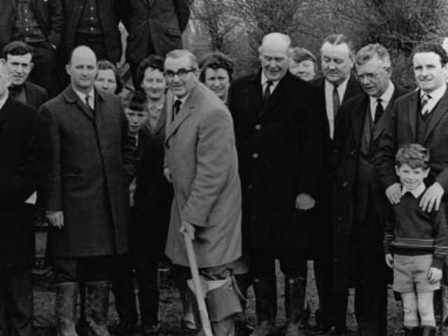 Tom Ryle, Chairman, Kerry Airport, turns the first sod on 14 March 1969.